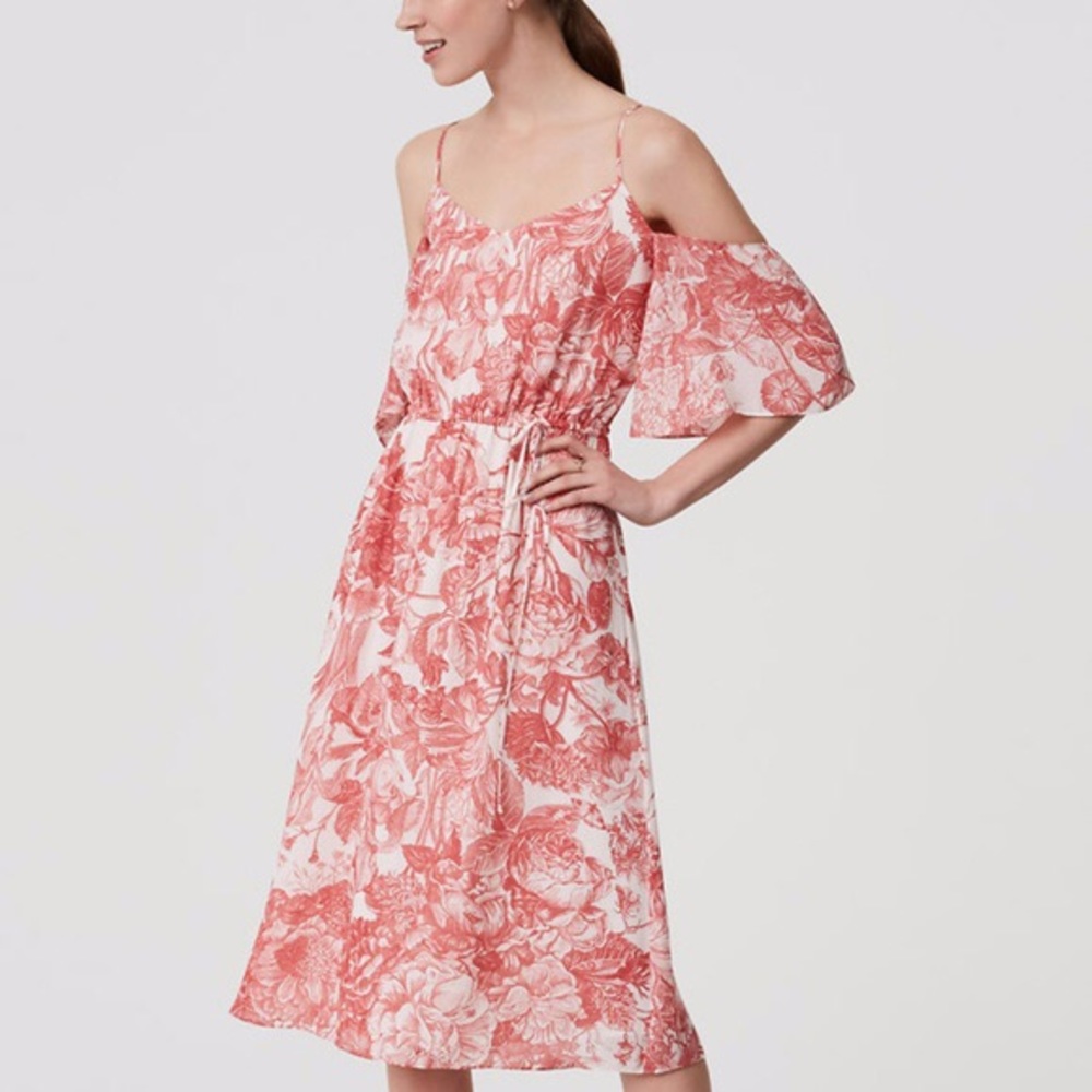 LOFT cold shoulder midi dress
